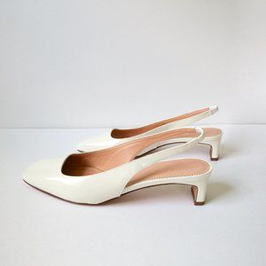 BRAND NEW - J. Crew Layla slingback  heels in leather- 7H Medium. Ivory